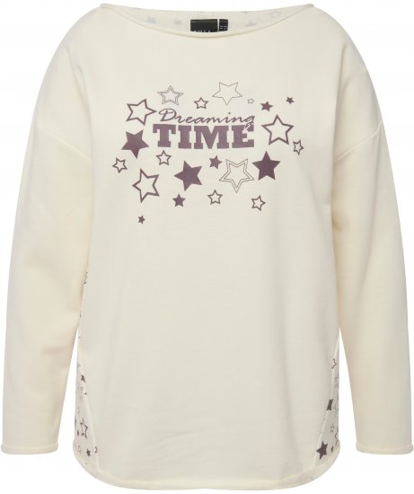 Ulla Popken Dreaming Time Long Sleeve Sweatshirt Chalk - Hoodies & Sweatshirts - 