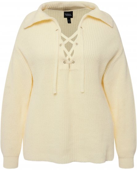 Ulla Popken Lace Up Sailor Collar Sweater Vanilla - Hoodies & Sweatshirts - 