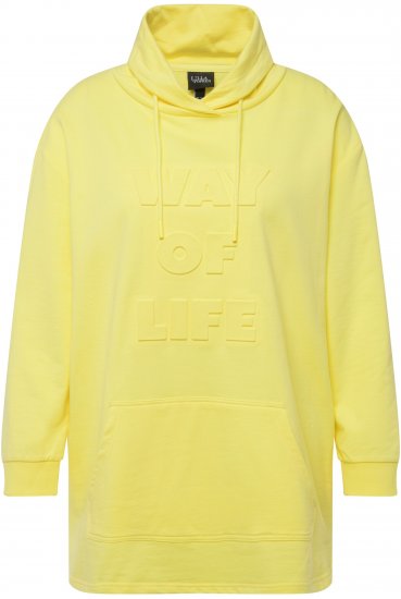 Ulla Popken Embossed Letter Sweatshirt Lemon Yellow - Hoodies & Sweatshirts - 