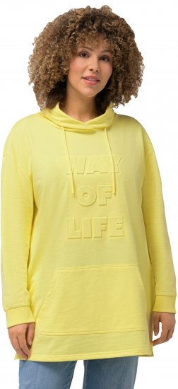 Ulla Popken Embossed Letter Sweatshirt Lemon Yellow - Hoodies & Sweatshirts - 