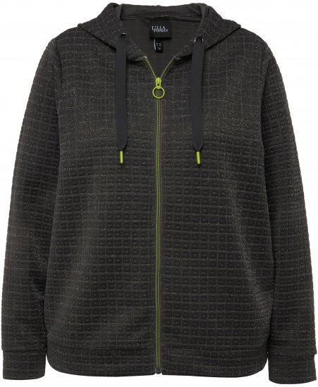Ulla Popken Textured Metallic Knit Sweatshirt With Hood Graphite Grey - Hoodies & Sweatshirts - 