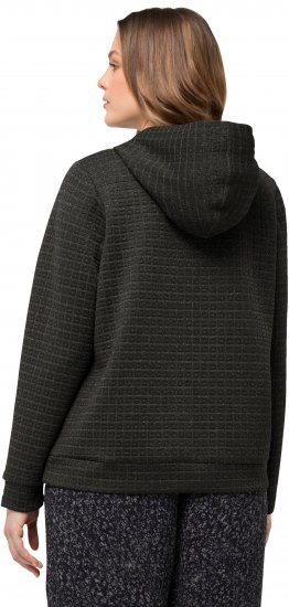 Ulla Popken Textured Metallic Knit Sweatshirt With Hood Graphite Grey - Hoodies & Sweatshirts - 
