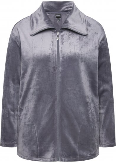 Ulla Popken Velour Loungewear Jacket Dark Grey - Hoodies & Sweatshirts - 