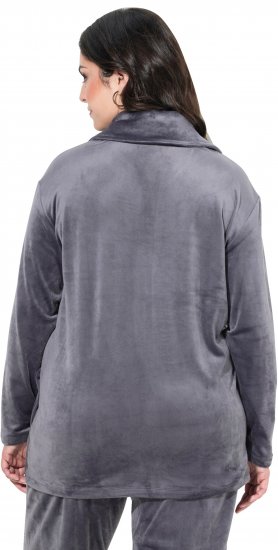 Ulla Popken Velour Loungewear Jacket Dark Grey - Hoodies & Sweatshirts - 