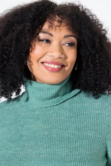 Ulla Popken Asymmetric Zipper Turtleneck Sweater Green - Hoodies & Sweatshirts - Kuschelige Sweatshirts, Hoodies & Strick