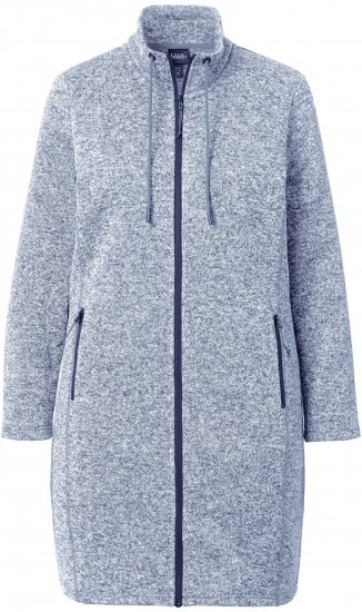 Ulla Popken Longline Knit Fleece Jacket Sky Blue - Hoodies & Sweatshirts - 