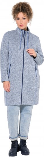 Ulla Popken Longline Knit Fleece Jacket Sky Blue - Hoodies & Sweatshirts - 