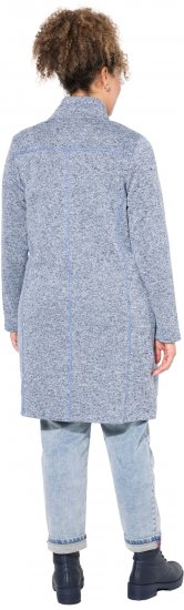 Ulla Popken Longline Knit Fleece Jacket Sky Blue - Hoodies & Sweatshirts - 