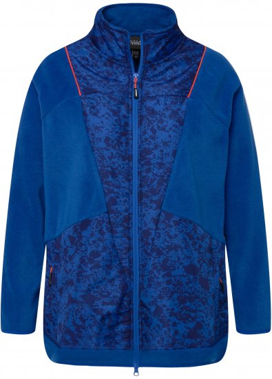 Ulla Popken Patch Print Fleece Jacket Denim Blue - Hoodies & Sweatshirts - 