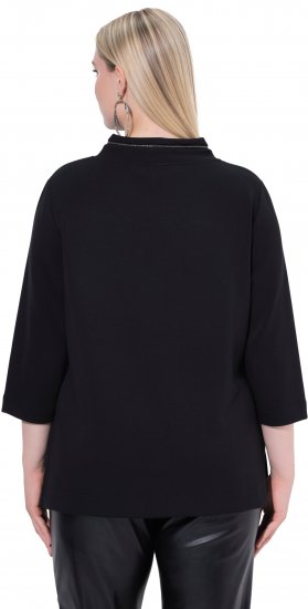 Ulla Popken Decorative Chain Collar Sweatshirt Black - Hoodies & Sweatshirts - 