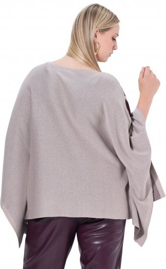 Ulla Popken Brushstroke Knit Poncho Beige - Hoodies & Sweatshirts - 