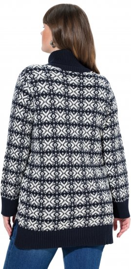 Ulla Popken Eco Cotton Geometric Snowflake Sweater Navy - Hoodies & Sweatshirts - 