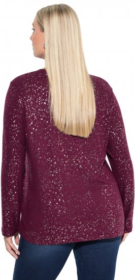 Ulla Popken Metallic Print Extra Soft Christmas Sweatshirt Dark Wine Red - Hoodies & Sweatshirts - 