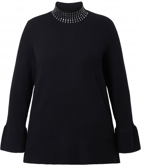 Ulla Popken Flared Sleeve Turtleneck Sweater Black - Hoodies & Sweatshirts - 