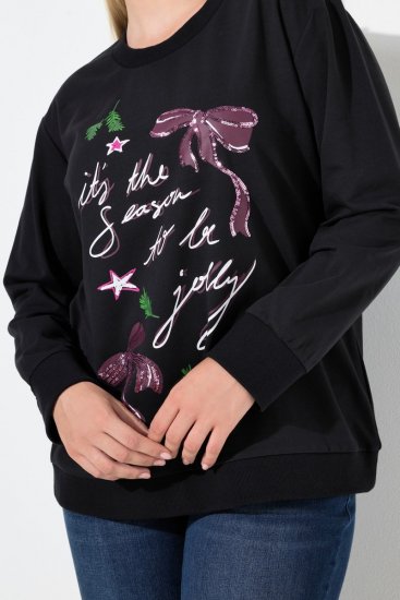 Ulla Popken Sparkling Sequin Bows Christmas Sweatshirt Black - Hoodies & Sweatshirts - Kuschelige Sweatshirts, Hoodies & Strick