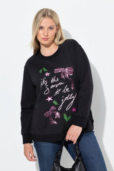 Ulla Popken Sparkling Sequin Bows Christmas Sweatshirt Black - Hoodies & Sweatshirts - Kuschelige Sweatshirts, Hoodies & Strick