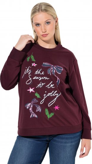Ulla Popken Sparkling Sequin Bows Christmas Sweatshirt Plum - Hoodies & Sweatshirts - 