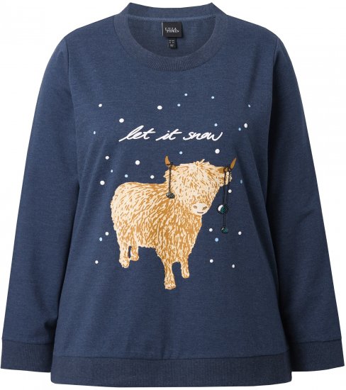 Ulla Popken Let It Snow Sequins Sweatshirt Ink Blue - Hoodies & Sweatshirts - 