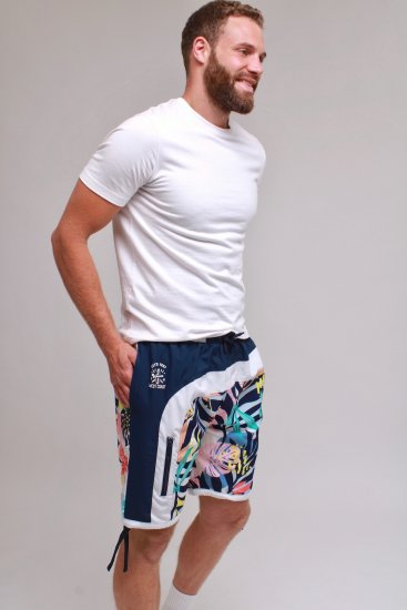 Kam Jeans 3018 Panelled Floral Swimshorts Navy - Schwimmshorts - Herren-Badeshorts in Übergröße