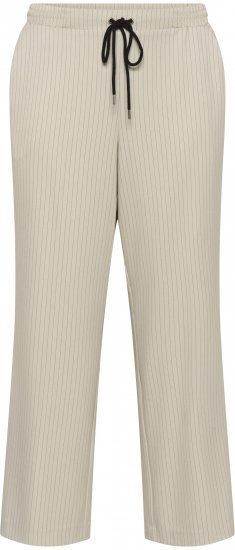 Kaffe Curve Sirana Pants Beige Melange/Black Stripe - Stoffhosen - 