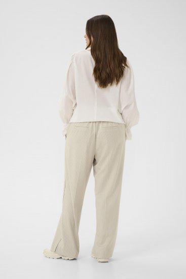 Kaffe Curve Sirana Pants Beige Melange/Black Stripe - Stoffhosen - 