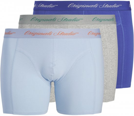 Jack & Jones Norrebro Solid Trunks 3-Pack Blue - Boxershorts - Herren Boxershorts Große Größen 