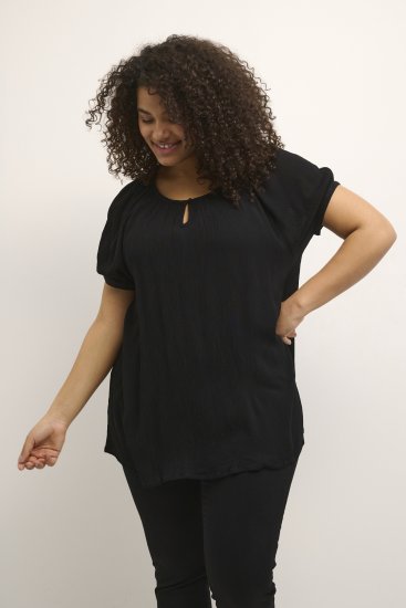 Kaffe Curve Ami Kurzarm Bluse Tiefschwarz - T-Shirts - 