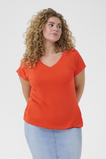 Kaffe Curve Jena V-Neck T-Shirt Grenadine Red - T-Shirts - 