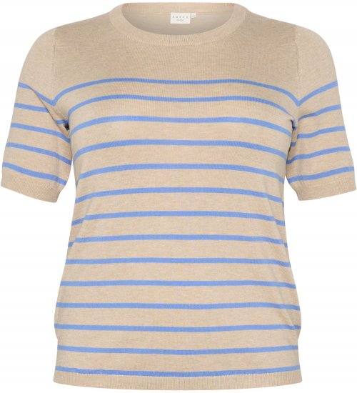 Kaffe Curve Lizzy Gestreifter Pullover Beige/Blau - Bedruckte T-shirts für damen - 