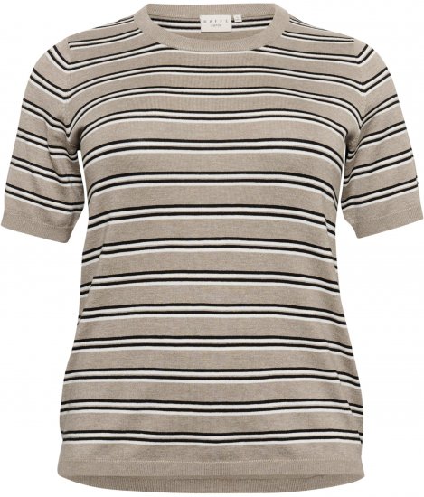 Kaffe Curve Lizzy Gestreifter Pullover Beige/Schwarz - Bedruckte T-shirts für damen - 