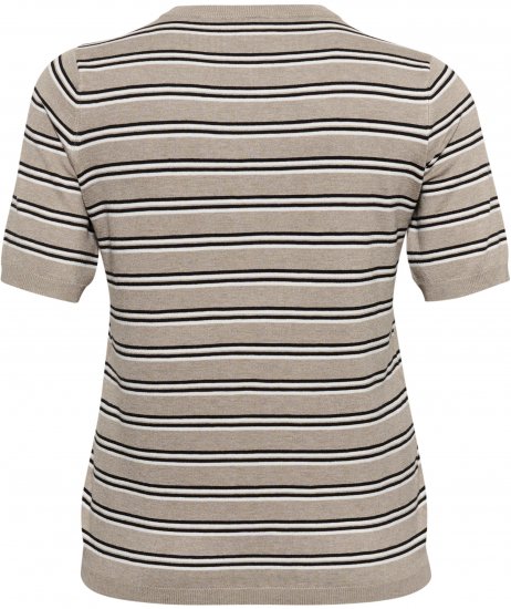 Kaffe Curve Lizzy Gestreifter Pullover Beige/Schwarz - Bedruckte T-shirts für damen - 