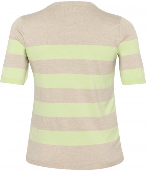 Kaffe Curve Lizzy Gestreifter Pullover Beige/Grün - Bedruckte T-shirts für damen - 
