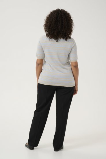 Kaffe Curve Lizzy Gestreifter Pullover Beige/Zartblau - Bedruckte T-shirts für damen - 