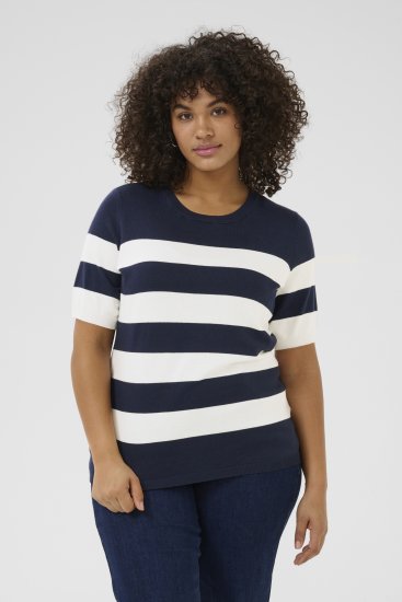 Kaffe Curve Lizzy Streifend Pullover Midnight/Chalk Streifen - T-Shirts - 