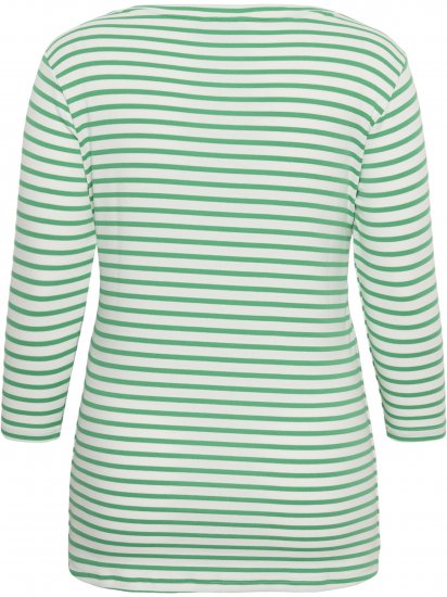 Kaffe Curve Lia Boatneck 3/4 T-Shirt Chalk/Bright Green - Shirts & Tops - 