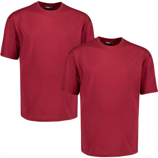 Adamo 129420 Comfort Fit Twin Pack T-Shirt Red - Unbedruckte T-shirts - Herren-T-Shirts ohne Druck