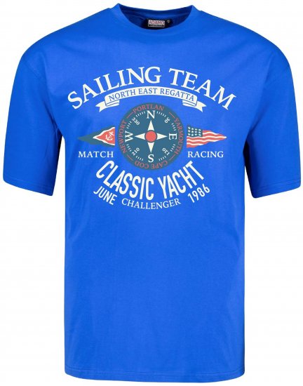 Adamo Motivshirt Sailing Comfort Fit Royal Blue - Herren-T-Shirts - Herren-T-Shirts in großen Größen