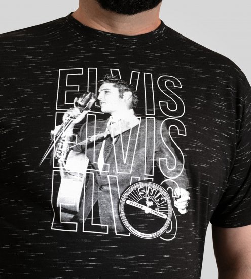 D555 Official Elvis Presley Printed T-Shirt Black - Bedruckte T-shirts für herren - Bedruckte T-Shirts für Herren
