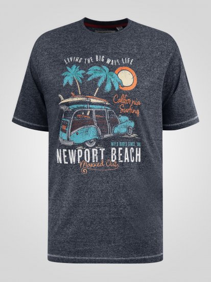 D555 Moyles Newport Beach Woody Car Printed T-Shirt Navy Twist - Bedruckte T-shirts für herren - Bedruckte T-Shirts für Herren