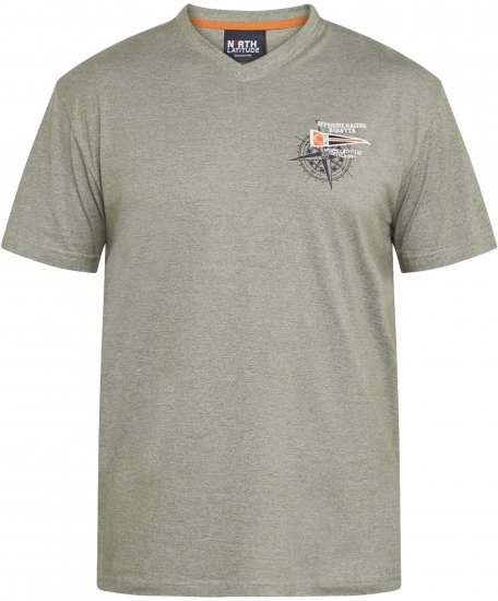 North Latitude 61124 Gestreiftes T-Shirt Olivgrün - Herren-T-Shirts - Herren-T-Shirts in großen Größen
