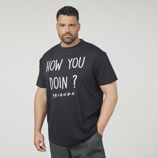 North Latitude 61353 FRIENDS T-Shirt Schwarz - Herren-T-Shirts - Herren-T-Shirts in großen Größen