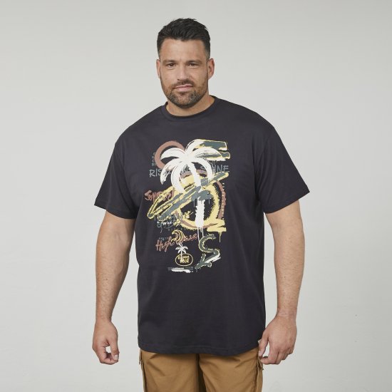 North Latitude 61360 Bedrucktes T-Shirt Schwarz - Herren-T-Shirts - Herren-T-Shirts in großen Größen
