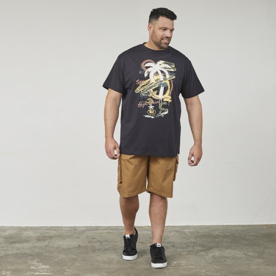 North Latitude 61360 Bedrucktes T-Shirt Schwarz - Herren-T-Shirts - Herren-T-Shirts in großen Größen