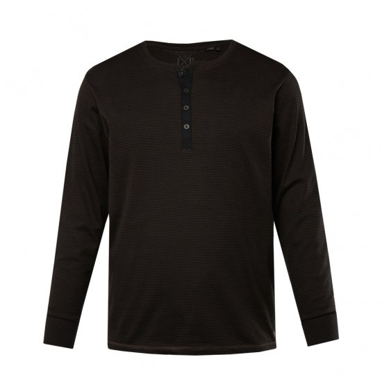 JP1880 T-Shirt Henley Long Sleeve Striped Brown TALL - HERRENBEKLEIDUNG MT-6XLT - Langgrößen für Herren