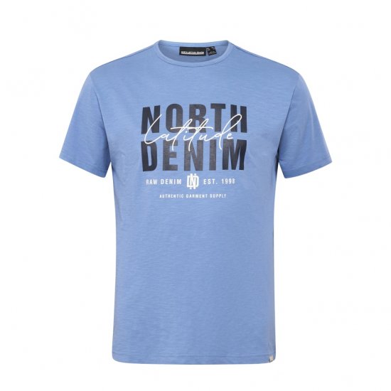 North Latitude Denim Printed Logo T-Shirt Dusty Blue - Herren-T-Shirts - Herren-T-Shirts in großen Größen