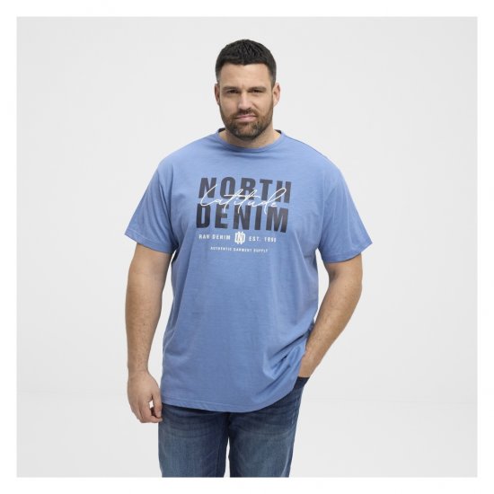 North Latitude Denim Printed Logo T-Shirt Dusty Blue - Herren-T-Shirts - Herren-T-Shirts in großen Größen