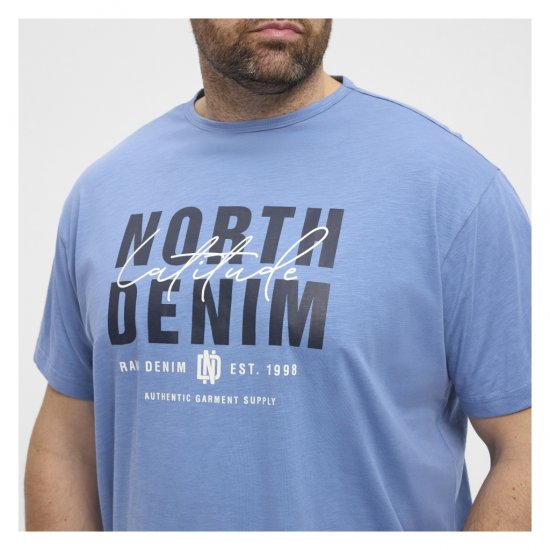 North Latitude Denim Printed Logo T-Shirt Dusty Blue - Herren-T-Shirts - Herren-T-Shirts in großen Größen