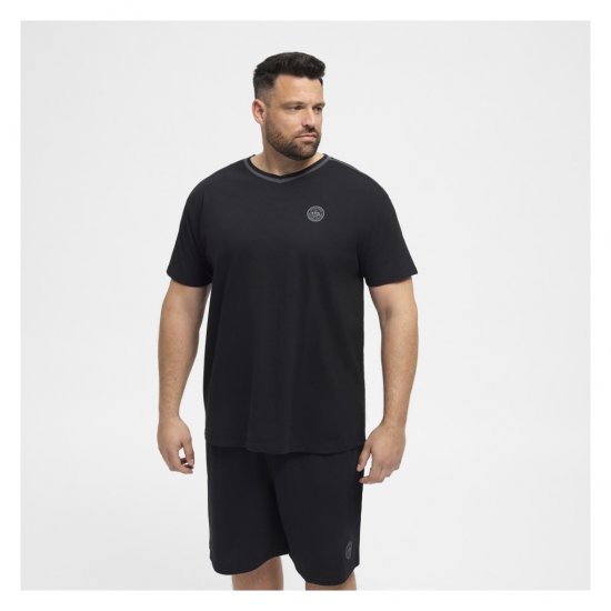 North Latitude Pyjama T-Shirt V-Neck Short Sleeve Black - Pyjama/Loungewear - Schlafanzüge/Pyjama für Herren in Übergröße