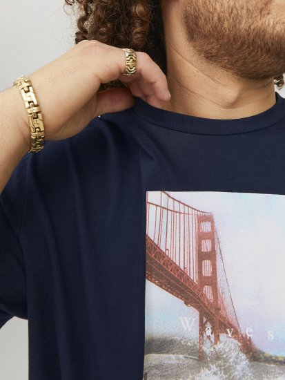 Jack & Jones Copenhagen Photo T-Shirt Navy - Herren-T-Shirts - Herren-T-Shirts in großen Größen