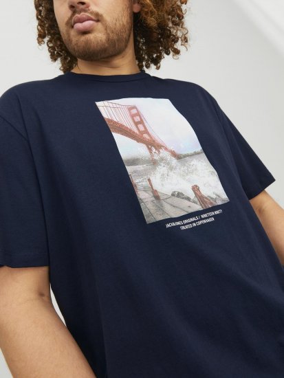 Jack & Jones Copenhagen Photo T-Shirt Navy - Herren-T-Shirts - Herren-T-Shirts in großen Größen